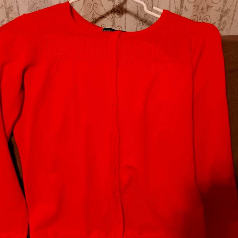 Karen Scott Coral Cardigan Size M 4TH JULY SALE TODAY